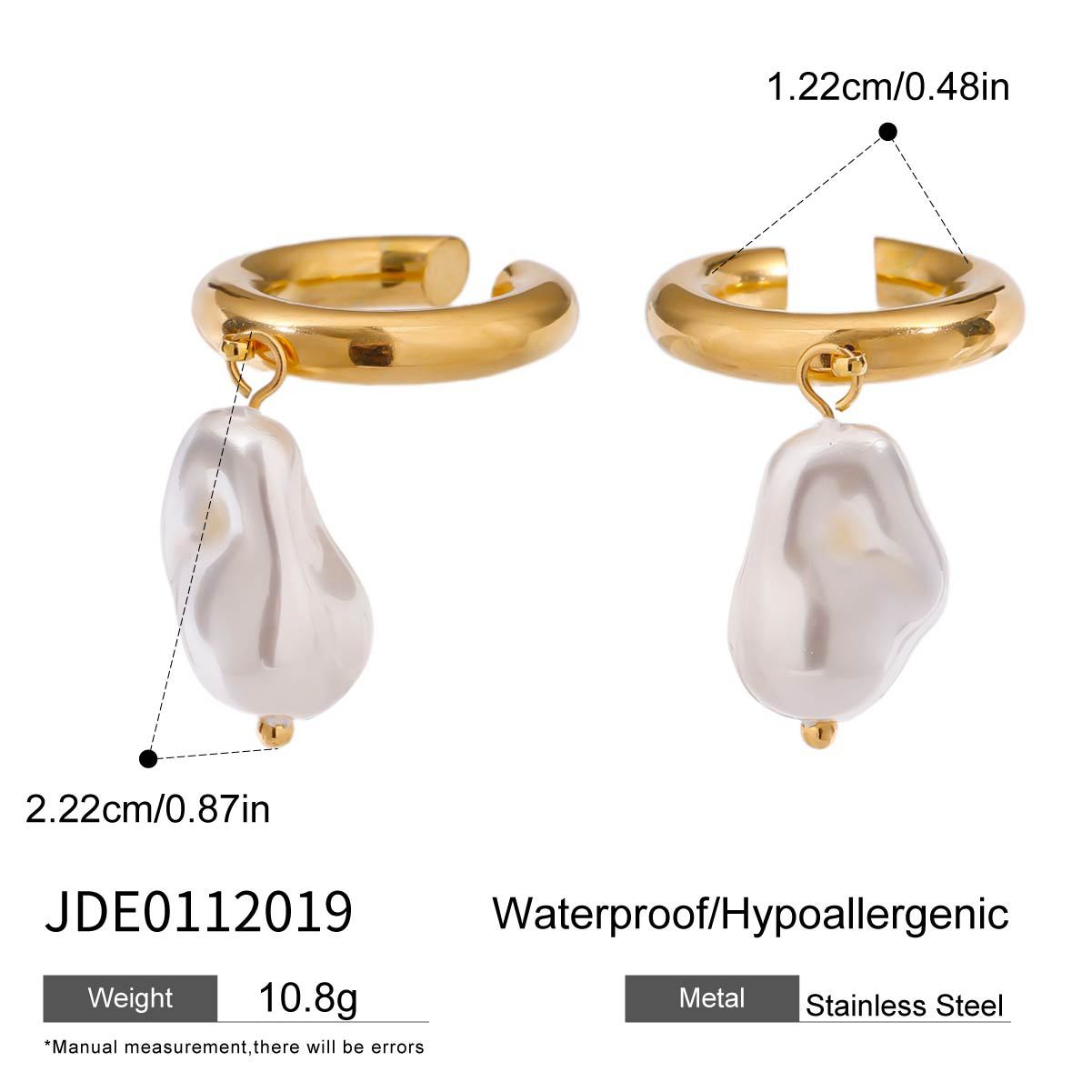 Elegant Geometric Stainless Steel Plated Earrings with Pearl for Women