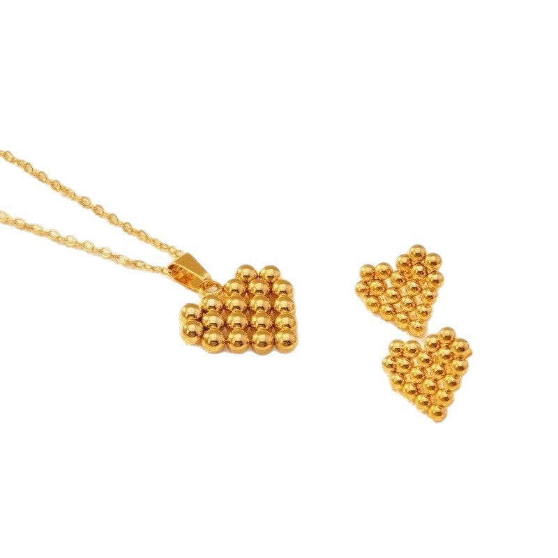 Set di orecchini e collana con ciondolo a goccia in acrilico a forma di cuore placcato in acciaio inossidabile, minimalista ed elegante, con catena a cavo