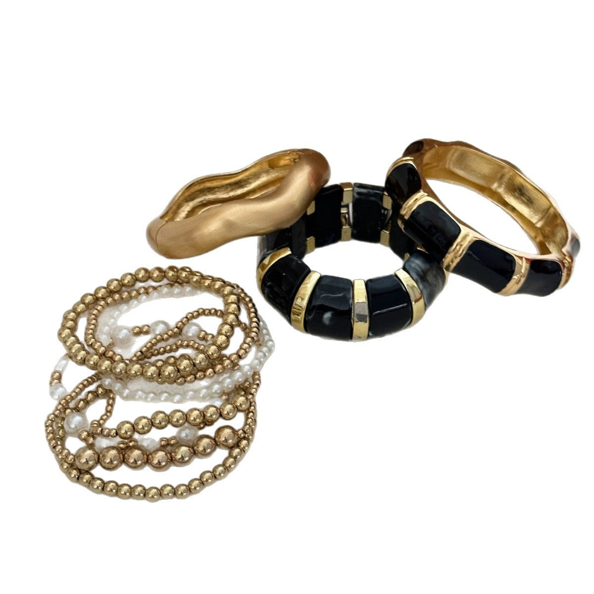 Bracciale Vintage Lusso Goccia Olio Lega Geometrica Onda Irregolare Aperto