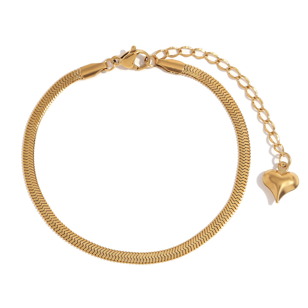 Bracciale Figaro Geometria Minimalista alla Moda da Donna in Acciaio Inossidabile con Placcatura in Oro 18K