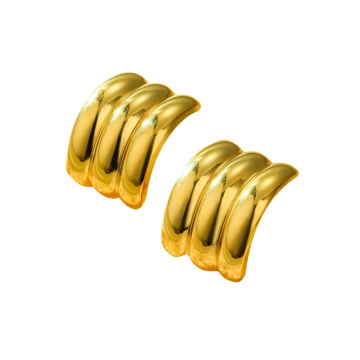 Orecchini a Mezzocerchio Geometrici Minimalisti da Donna in Acciaio Inossidabile Placcati Oro 18K