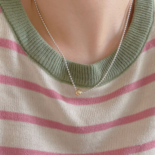 Minimalist Geometric Triangle Matte Beaded Necklace in 925 Sterling Silver with Plated Finish and Rainbow Accents
