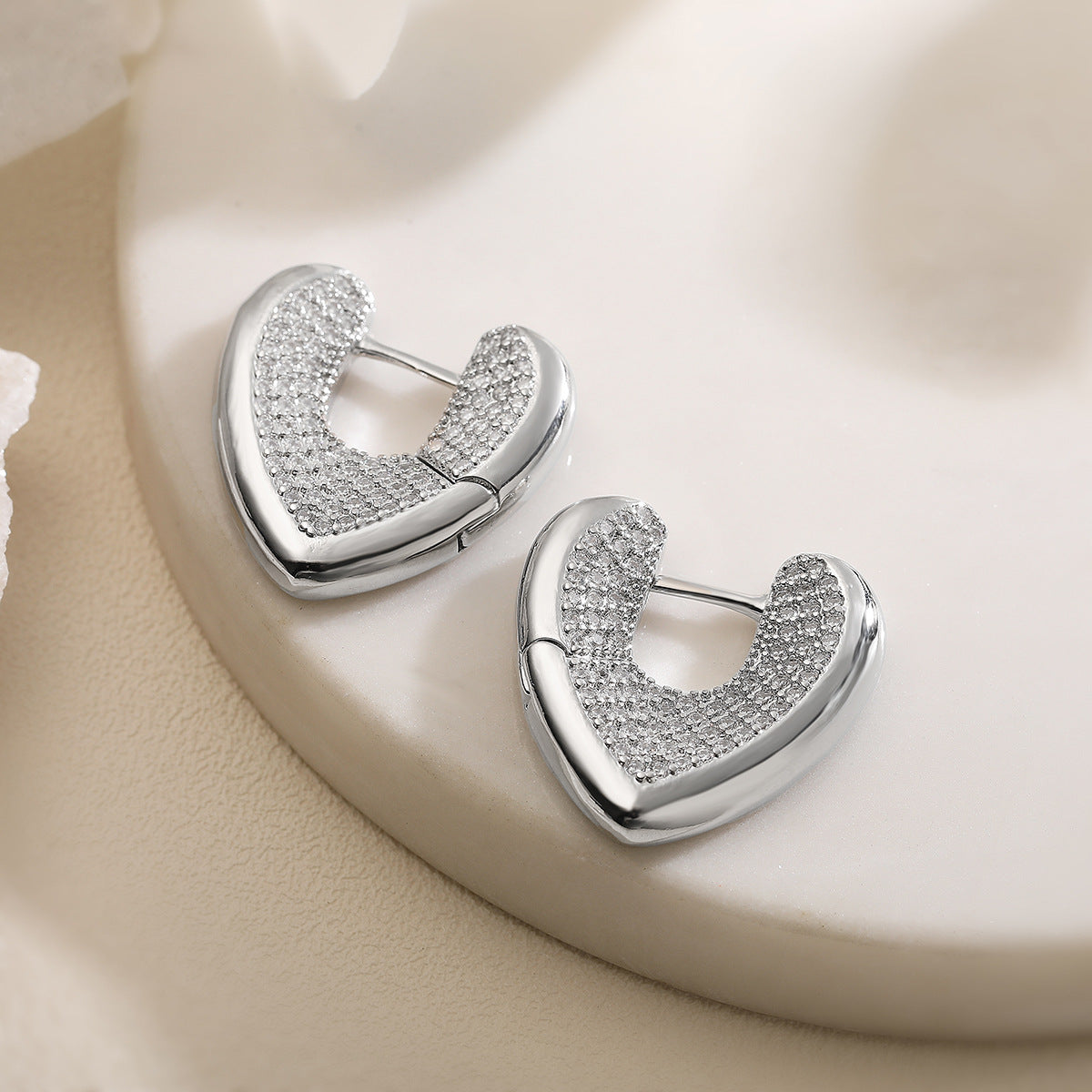 Minimalist Luxury Geometric Gold Plated Cubic Zirconia Inlay Brass Earrings for Women