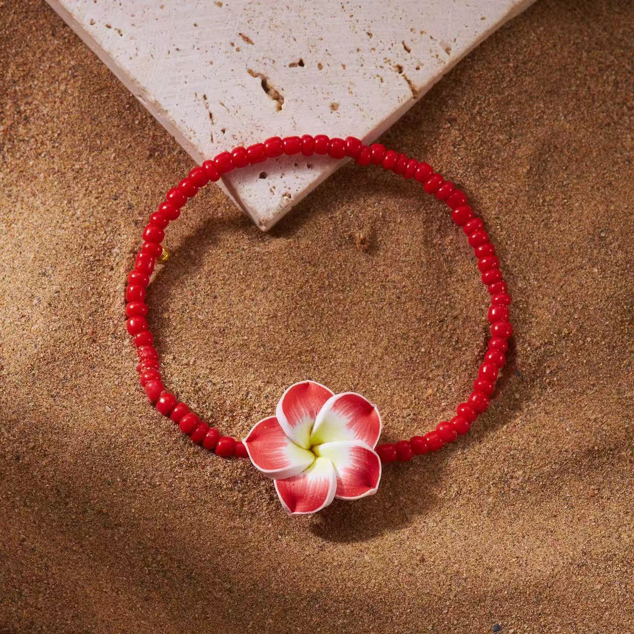 Bohemian Minimalist Gradient Floral Resin Beaded Bracelet