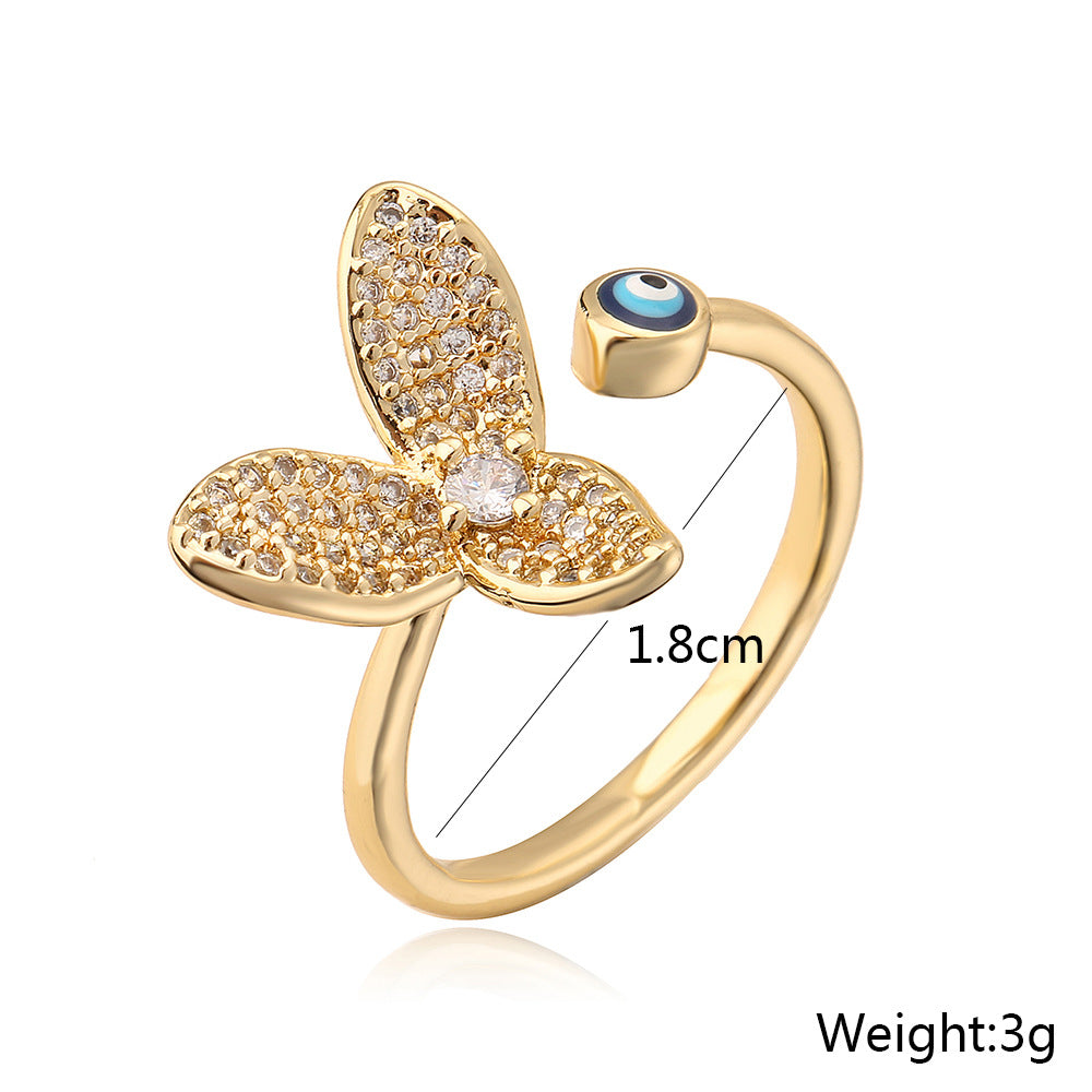 Anello geometrico minimalista in rame placcato oro 18 carati con finitura smaltata da donna