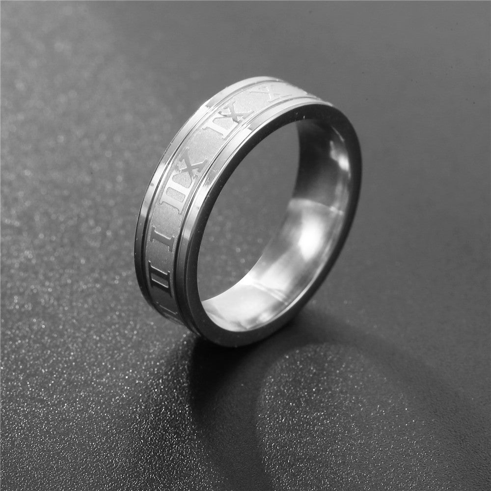 Hip-hop Punk Geometric Plated Stainless Steel Ring with Number Design for Unisex