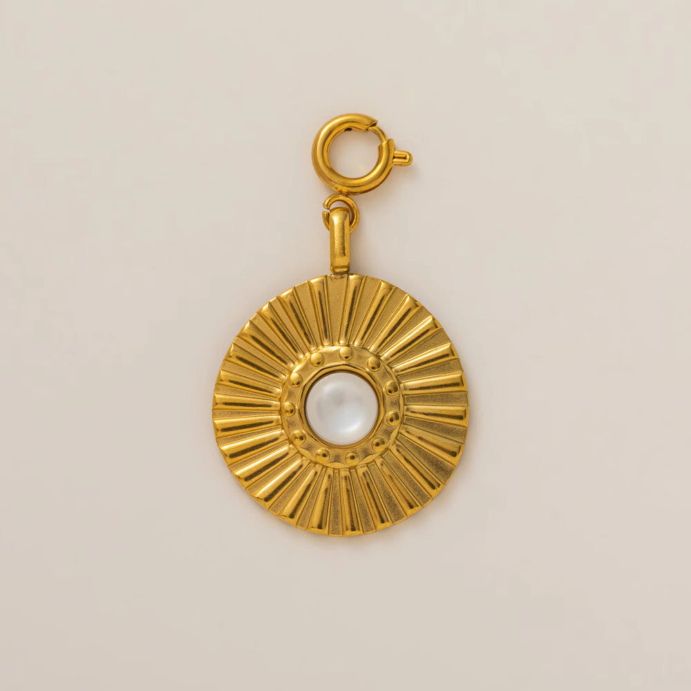 Vintage 18K Gold Plated Stainless Steel Star Pendant Charm Bar for Women