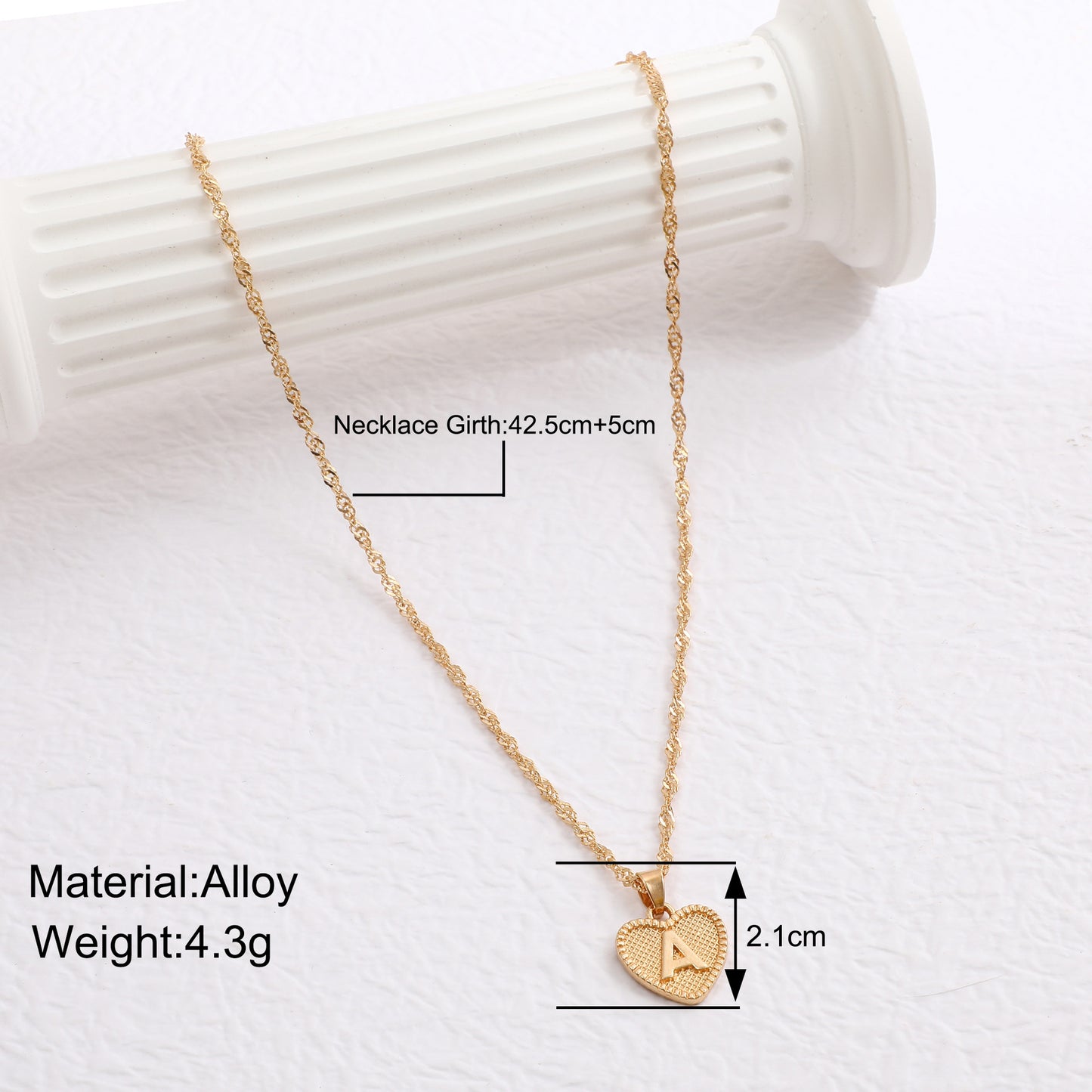 Minimalist Heart Letter Zinc Alloy Plated Necklace Singapore Chain Women