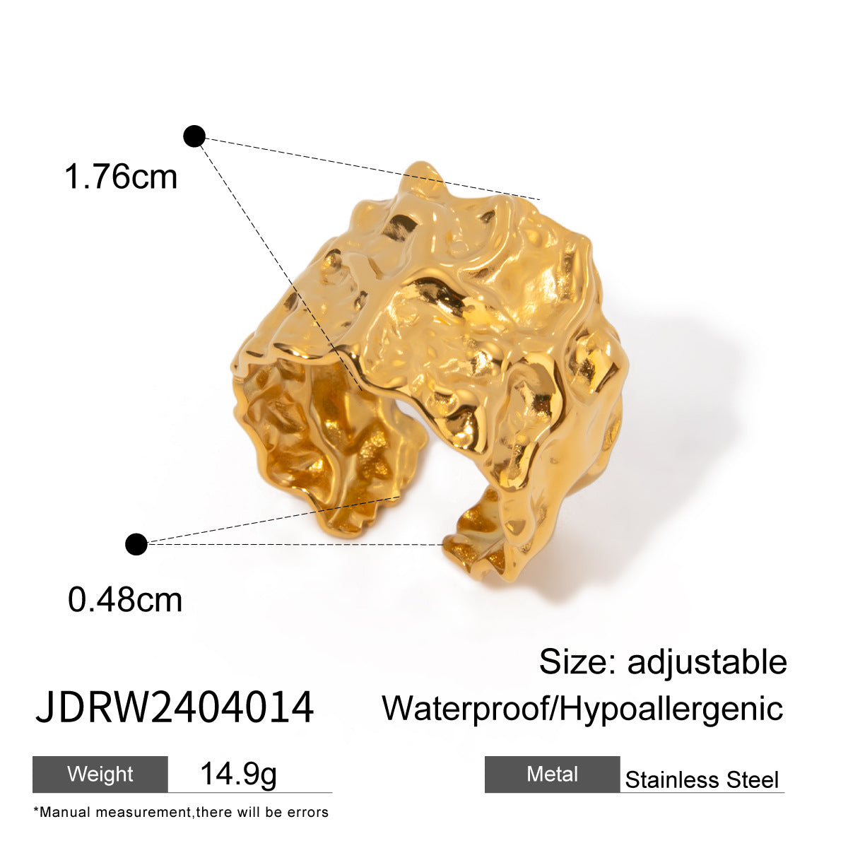 Geometric Round Plated Stainless Steel Ring for Women