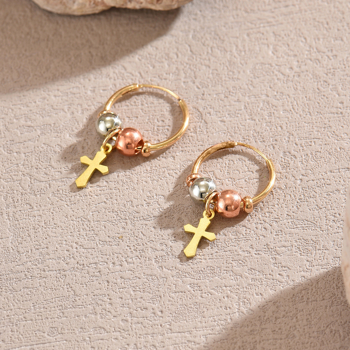 Minimalist Punk Cross Plated Alloy Earrings for Women