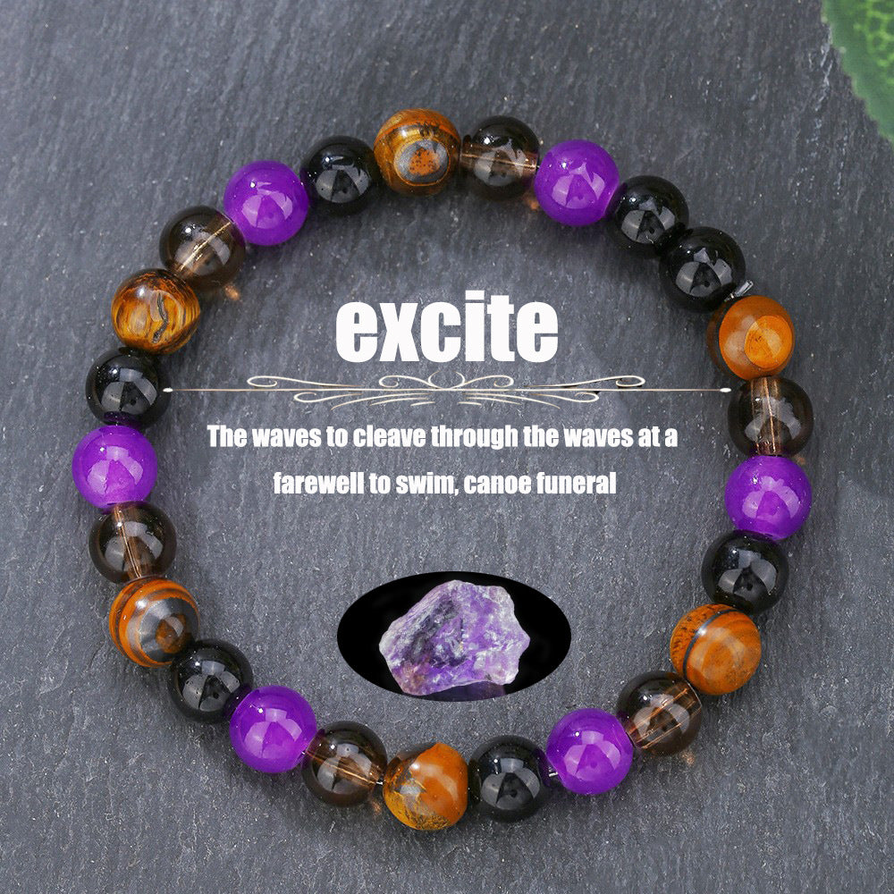 Natural Gemstone Geometric Round Beaded Bracelet Unisex