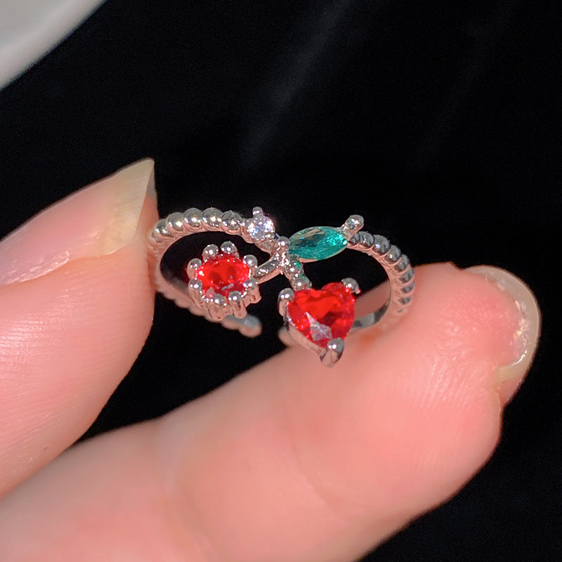 Minimalist Sweet Colorful Crown Flower Bow Teardrop Brass Ring with Cubic Zirconia Inlay for Women