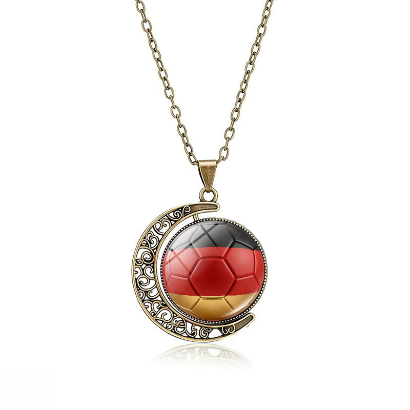 Collana Pendente Luna Placcata in Lega Casual con Ciondolo Rotante Geometrico in Cristallo, Catena a Cavo Unisex