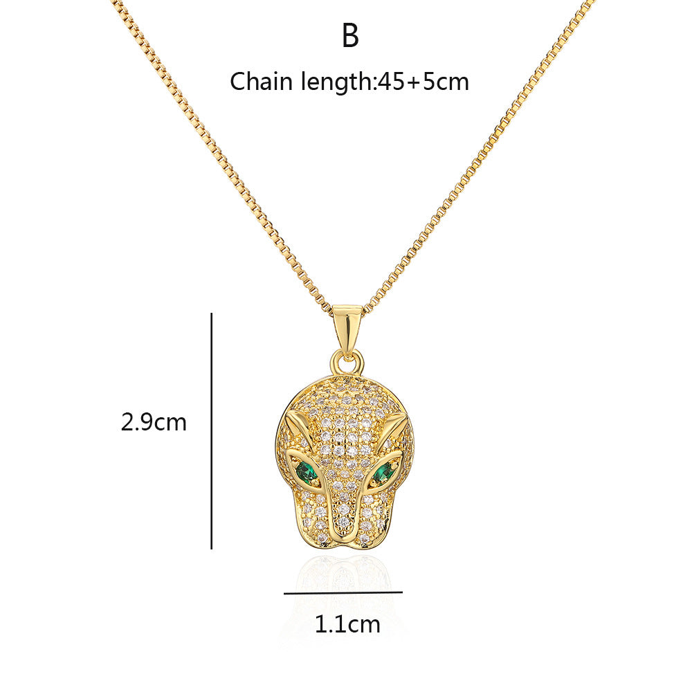 Minimalist Leopard Pendant Necklace in Copper with 18K Gold Plating and Micro-Pave Zirconia for Women