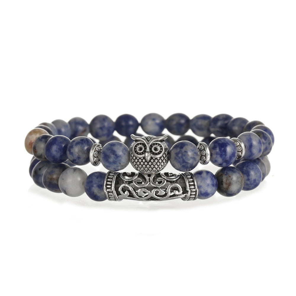 Animal Tiger's Eye Volcanic Stone Stretch Bracelet Set Unisex