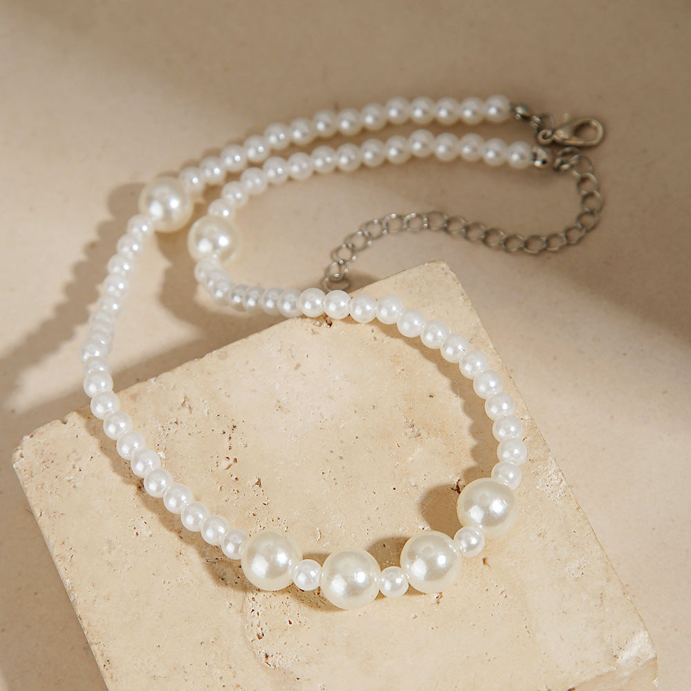 Minimalist Elegant Multi-Layer Round Pearl Necklace Long Cable Chain Sweater Chain for Women and Men