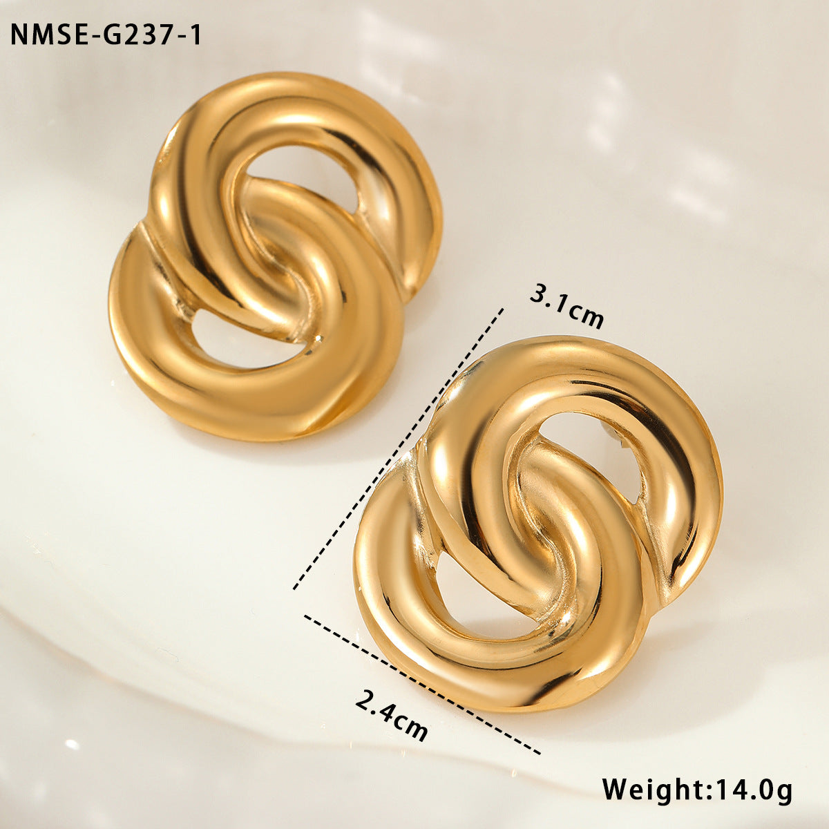 Pendientes de Aro Geométricos de Acero Inoxidable a la Moda con Baño de Oro de 18 quilates para Mujer