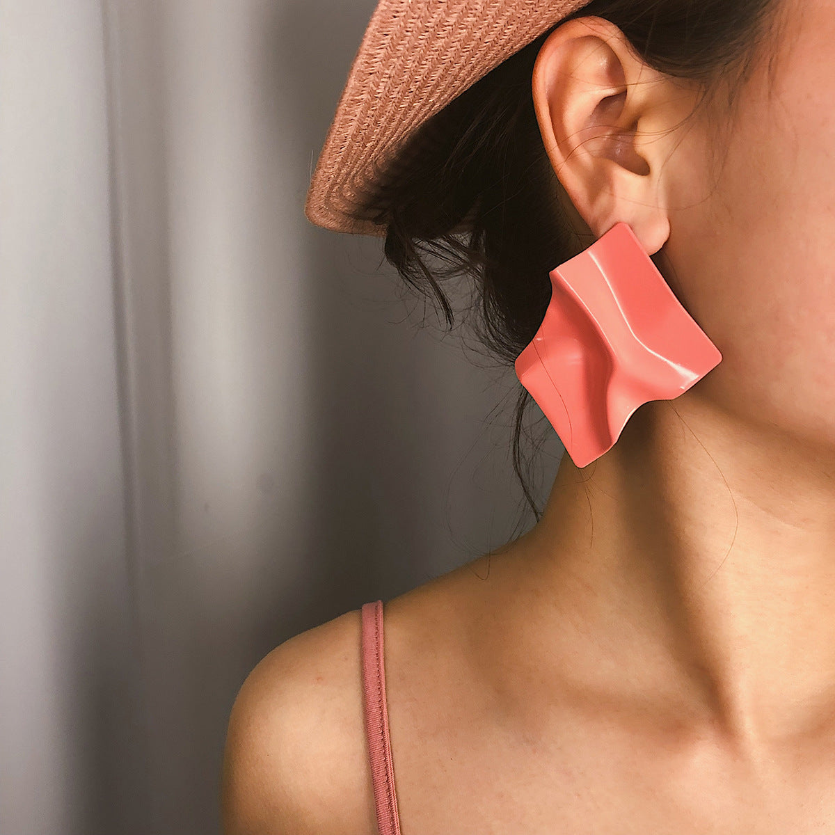 Geometric Textured Liquid Wave Earrings in Alloy with Electroplated Finish for Women