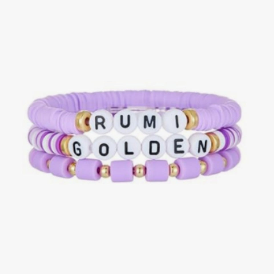 Minimalist Letter Cartoon Glass Beaded Bracelet Unisex Elastic Charm Bar
