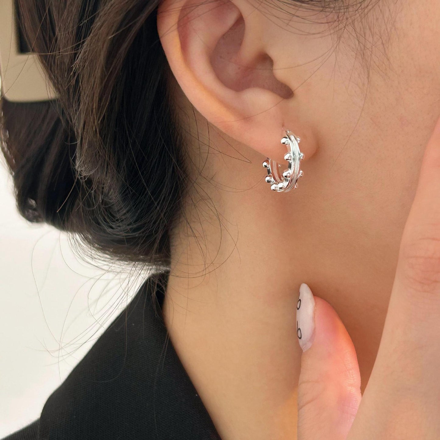 Minimalist Round Bead Stud Earrings in 925 Sterling Silver with Gold Plating, Clean Sweet Aesthetic