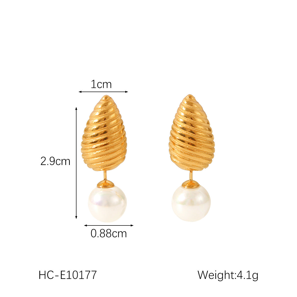 Pendientes minimalistas de acero inoxidable con forma de corazón y lazo, con acentos de perlas y chapados en oro de 18 quilates para mujer