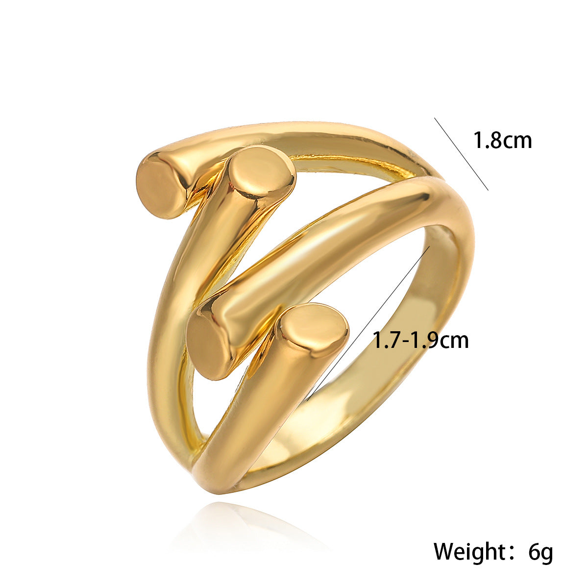 Anello in rame da donna geometrico irregolare minimalista con finitura placcata