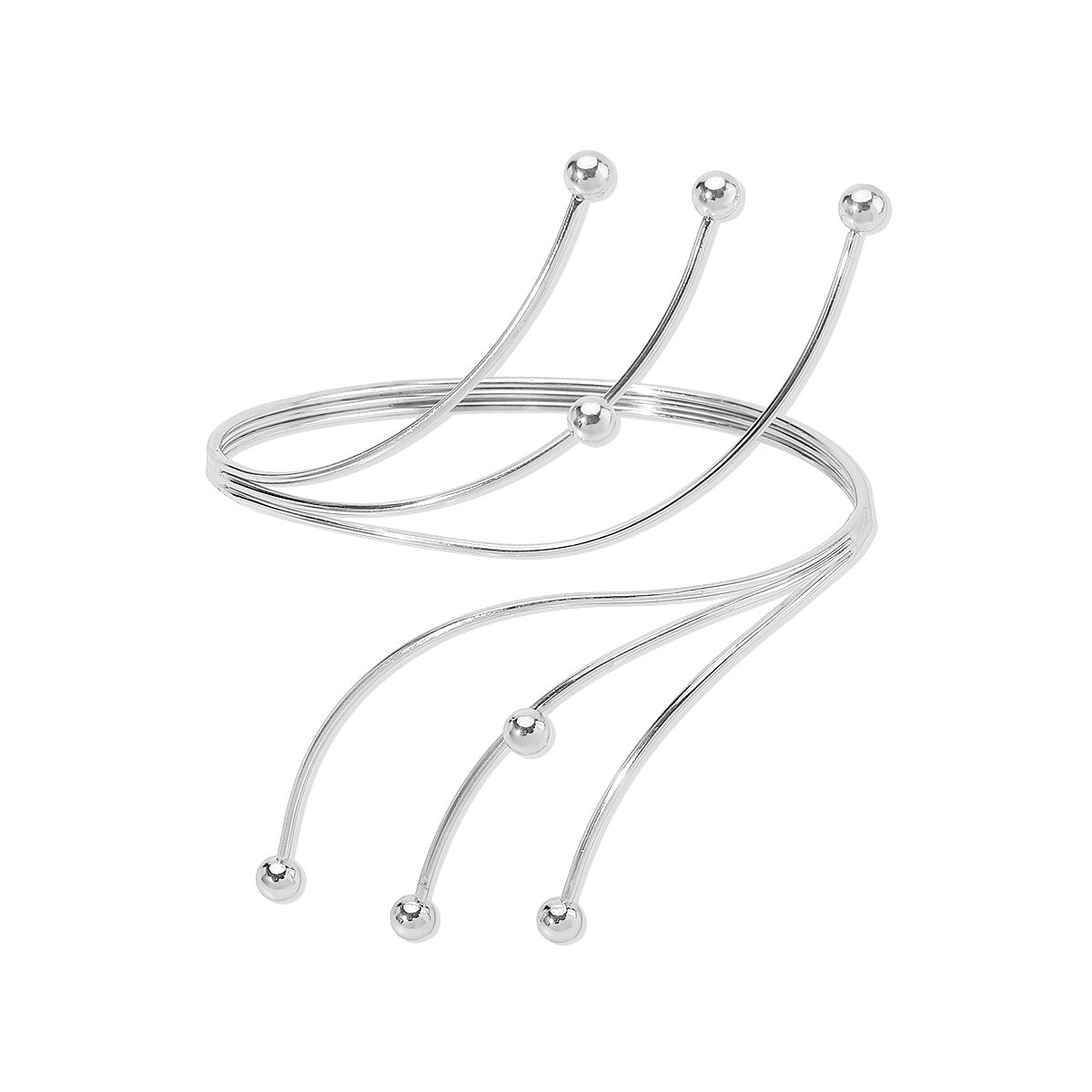 Brazalete esclava geométrico con forma de serpiente de estilo vintage para mujer con construcción de hierro galvanizado y diseño abierto ajustable