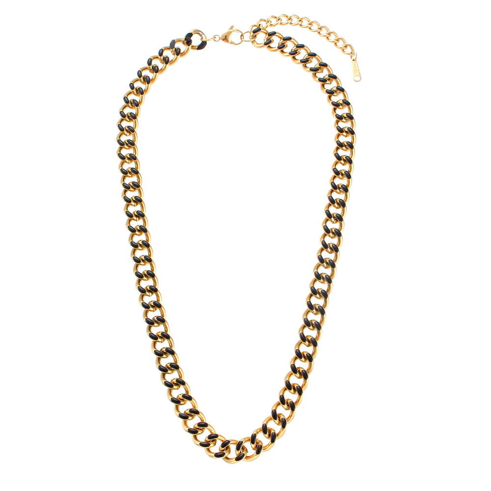 Vintage-Inspired Geometric Stainless Steel Plated Cuban Link Necklace for Women
