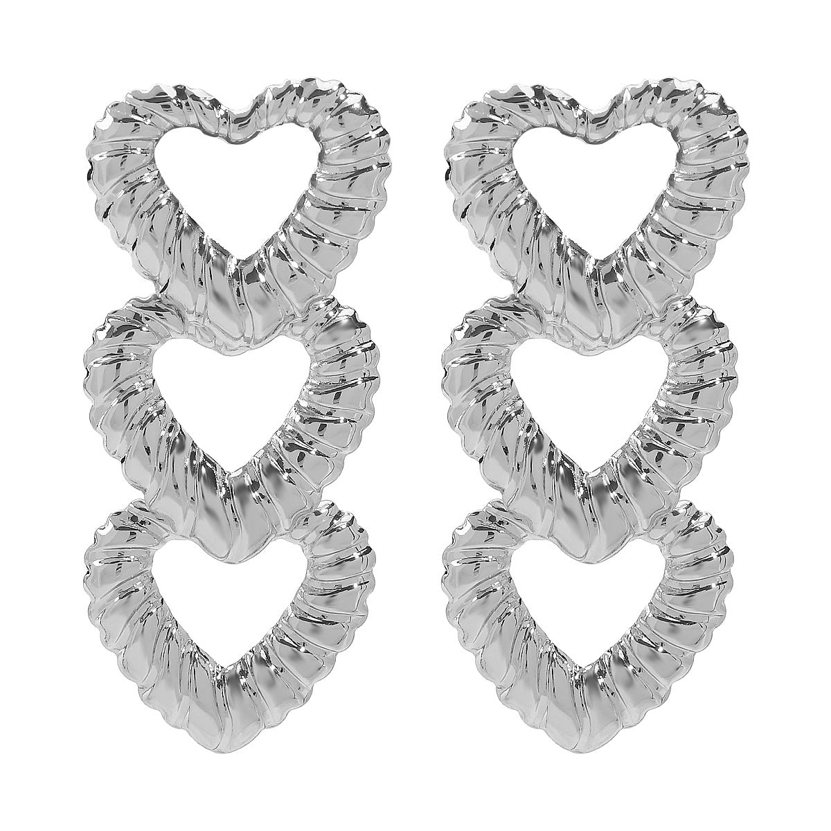 Pendientes de hierro electrochapados minimalistas largos con forma de corazón para mujer