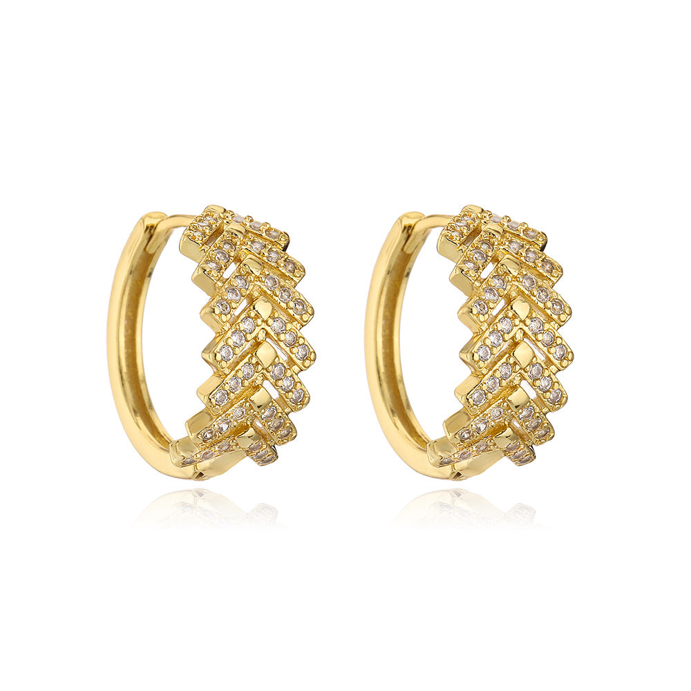 Orecchini a cerchio in rame stile geometrico con placcatura in oro 18K e finitura smaltata per donna