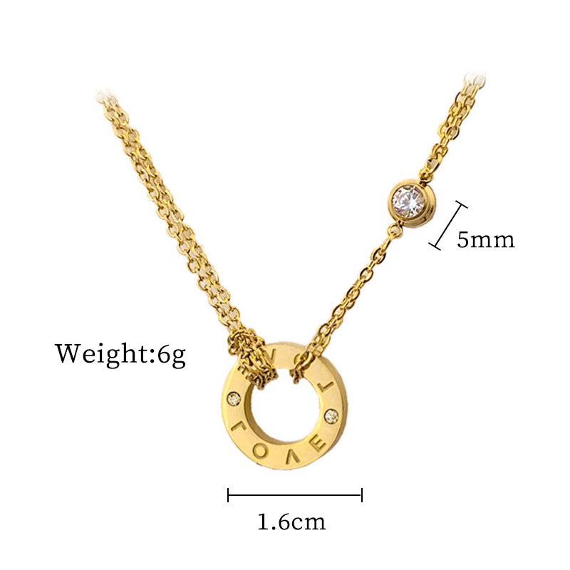 Minimalist Titanium Steel O-Shape LOVE Pendant Collar Chain for Unisex