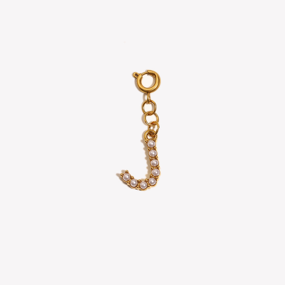 Barretta con Ciondolo a Lettera o Numero in Acciaio Inossidabile Placcato Oro 18K Minimalista da Donna