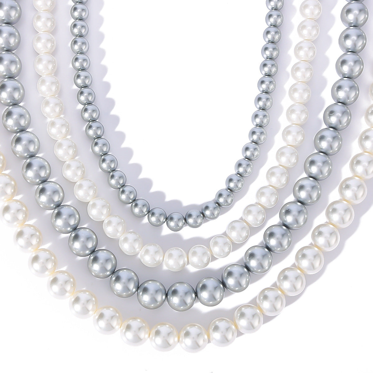 Minimalist Geometric Gray Pearl Necklace for Women Stainless Steel Pendant with 18K Gold Plating Snake Chain