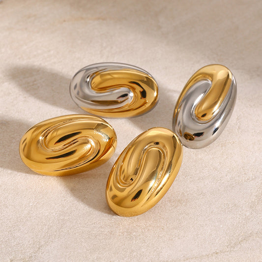 Minimalist Geometric Stainless Steel Stud Earrings with Plating Finish for Women