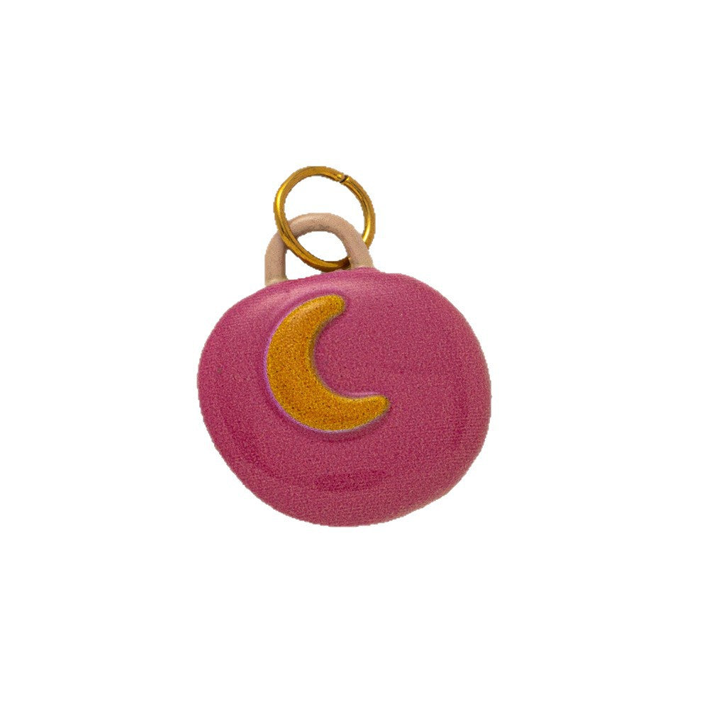 Vintage 18K Gold Plated Stainless Steel Moon Pendant Drip Oil Charm Bar