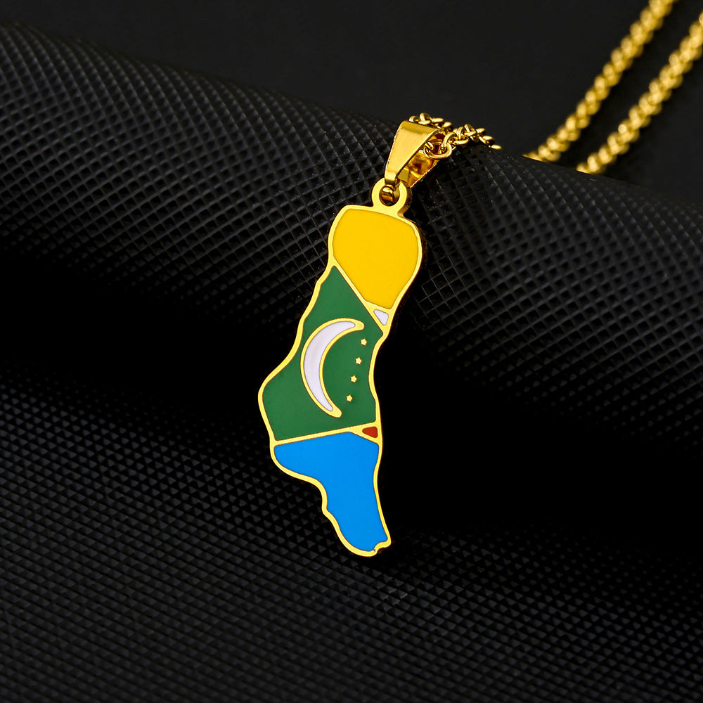 Collana con pendente geometrico minimalista in acciaio inossidabile con finitura smaltata per donna e uomo