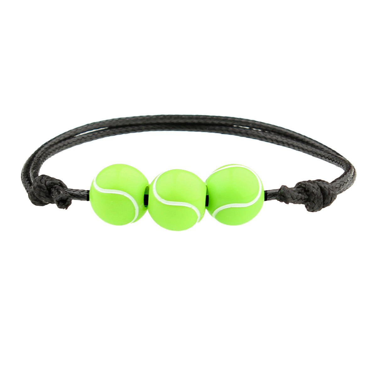 Sporty Geometric Acrylic Ball Beaded Bracelet Unisex Handmade Waxed Cord