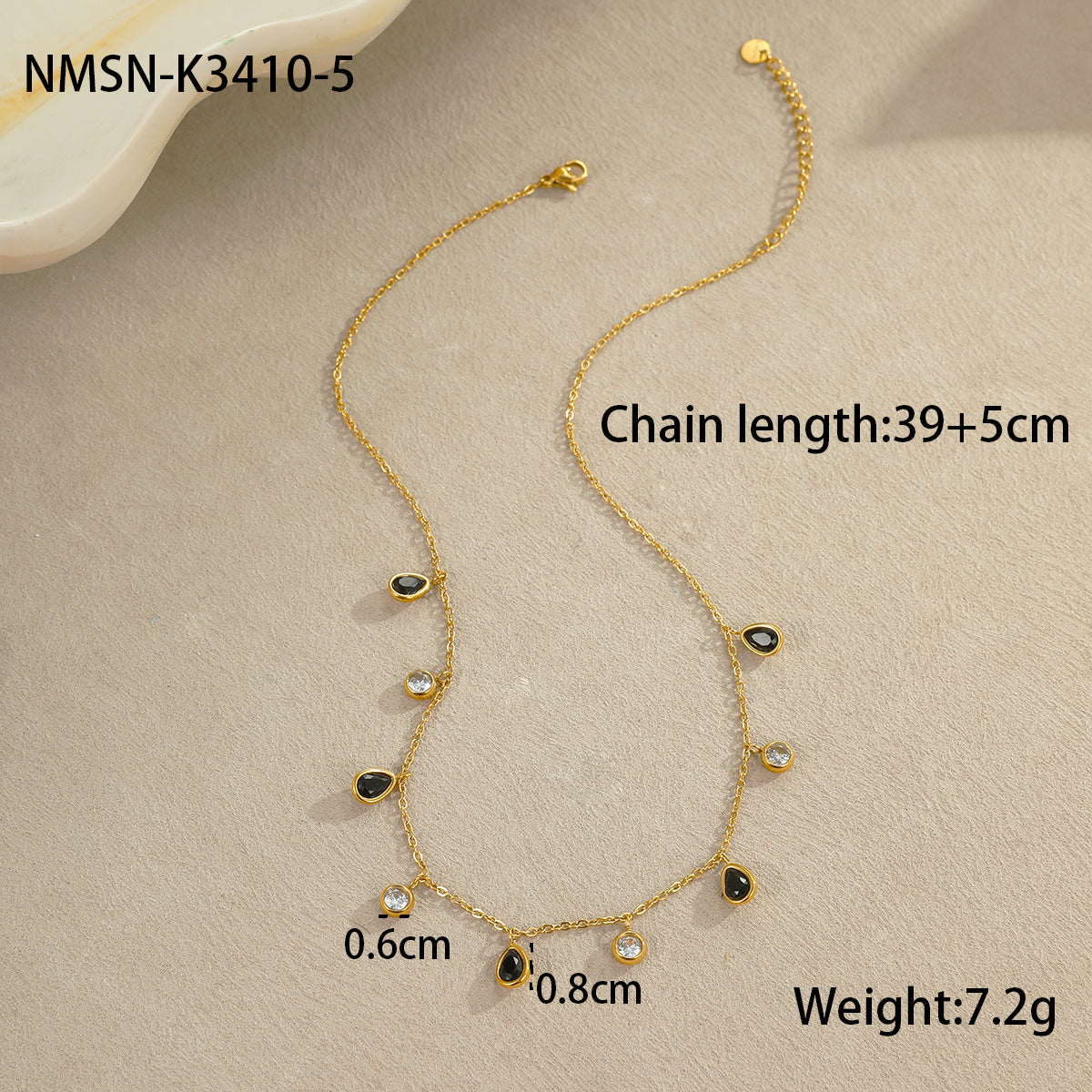 Fashionable Geometric Stainless Steel Pendant Necklace with Colorful Zircon Tassels Plated in 18K Gold for Women