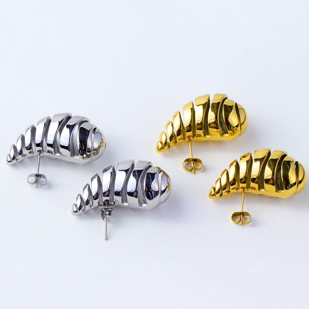 Orecchini minimalisti in acciaio al titanio a forma di goccia d'acqua per donne, placcati oro 18K e con design geometrico