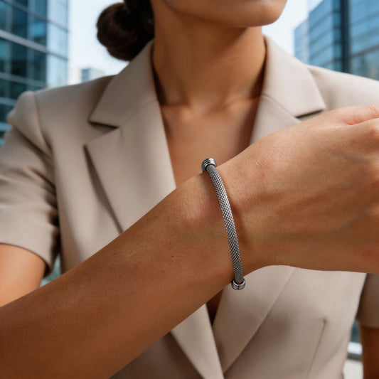 Vintage Matte Geometric Round Titanium Steel Bracelet