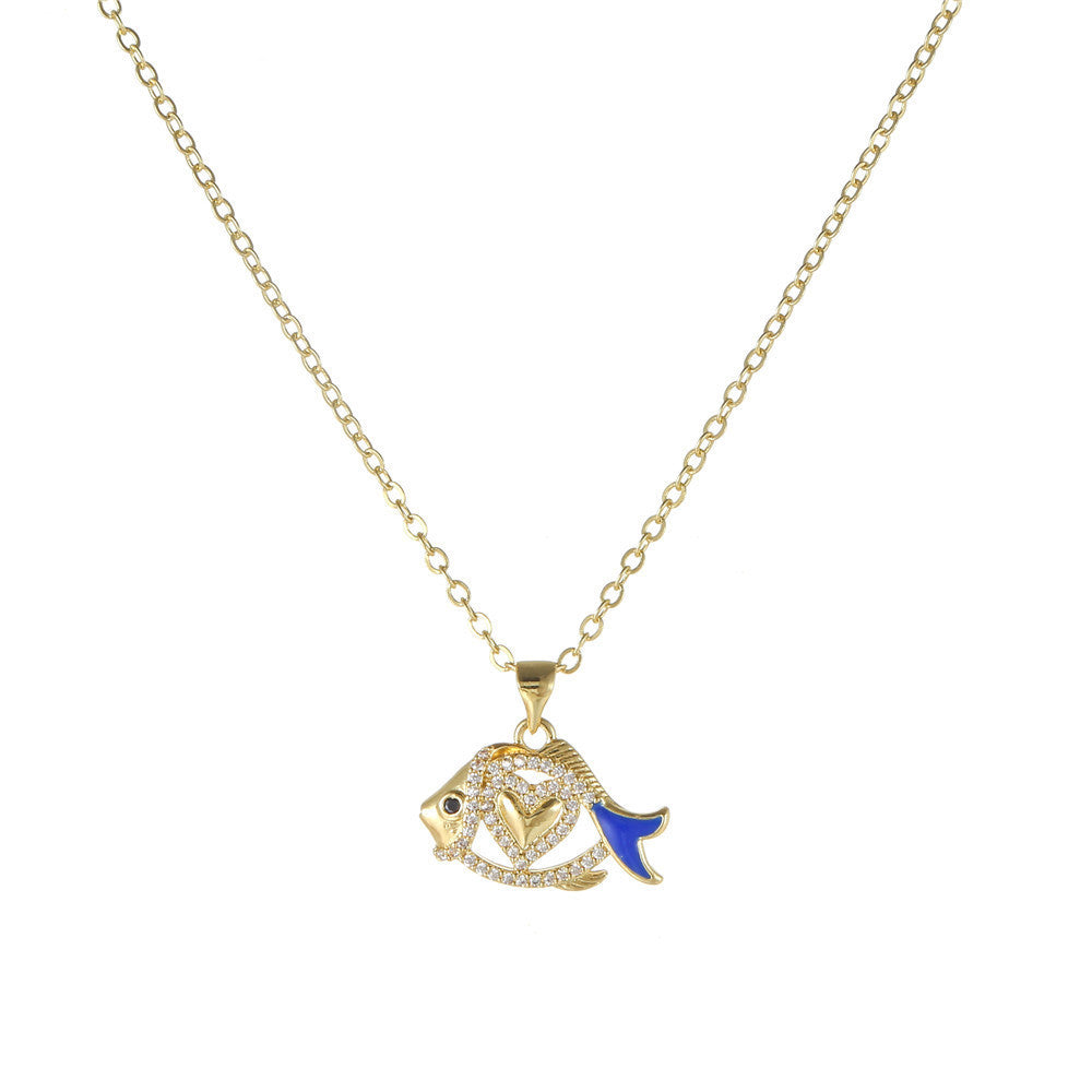Elegant Heart Brass Cubic Zirconia Pendant Necklace Cable Chain Unisex