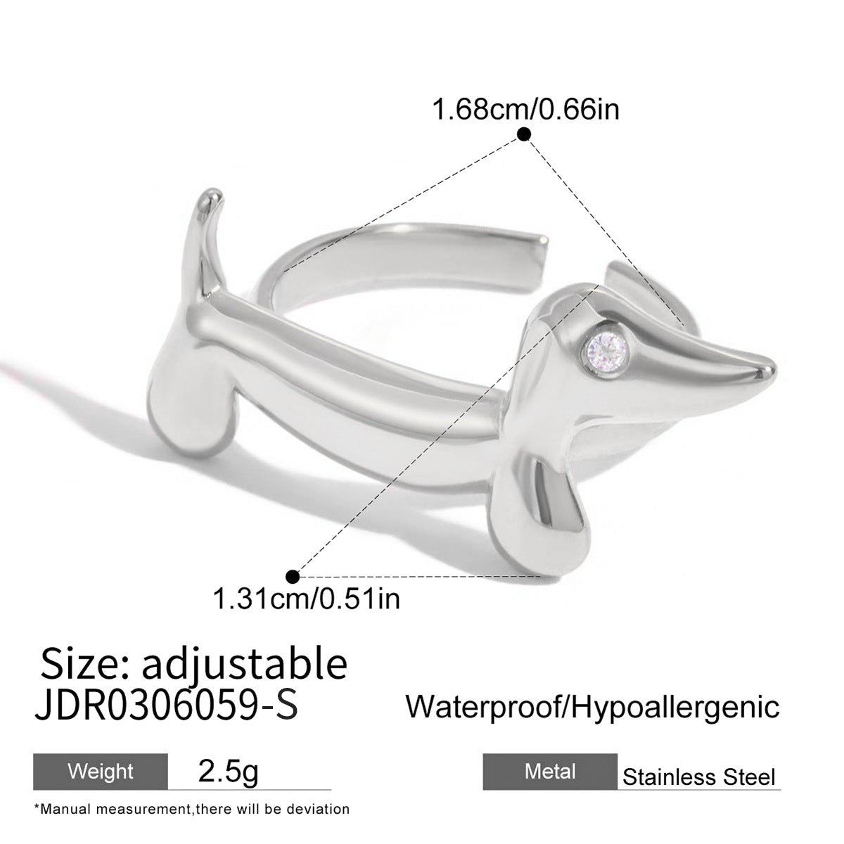 Anillo de gato geométrico de acero de titanio con acabado chapado para mujer, accesorio de moda