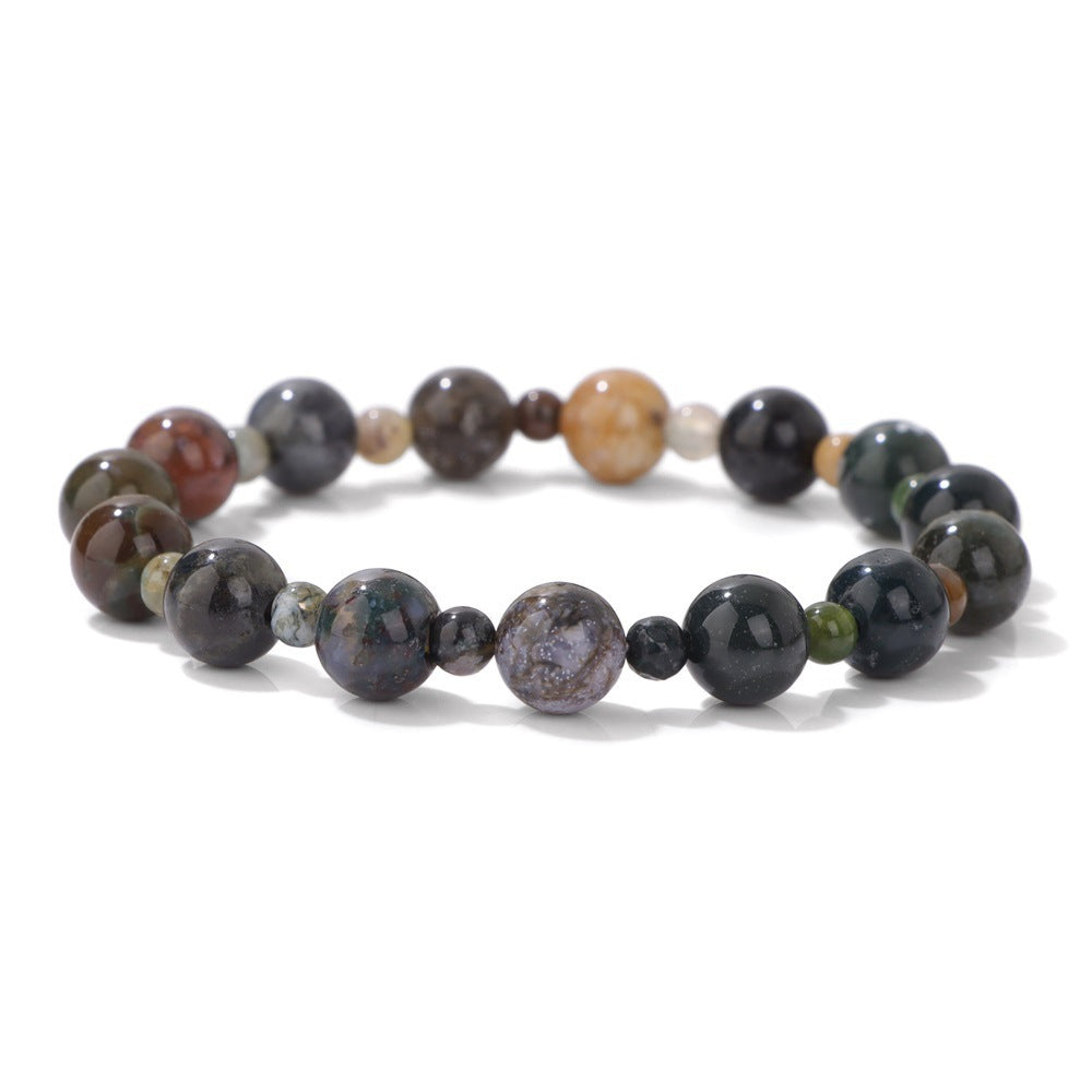 Minimalist Sweet Natural Crystal Beaded Bracelet Unisex 8mm Elastic Stretch Bangle with Star and Geometric Charms