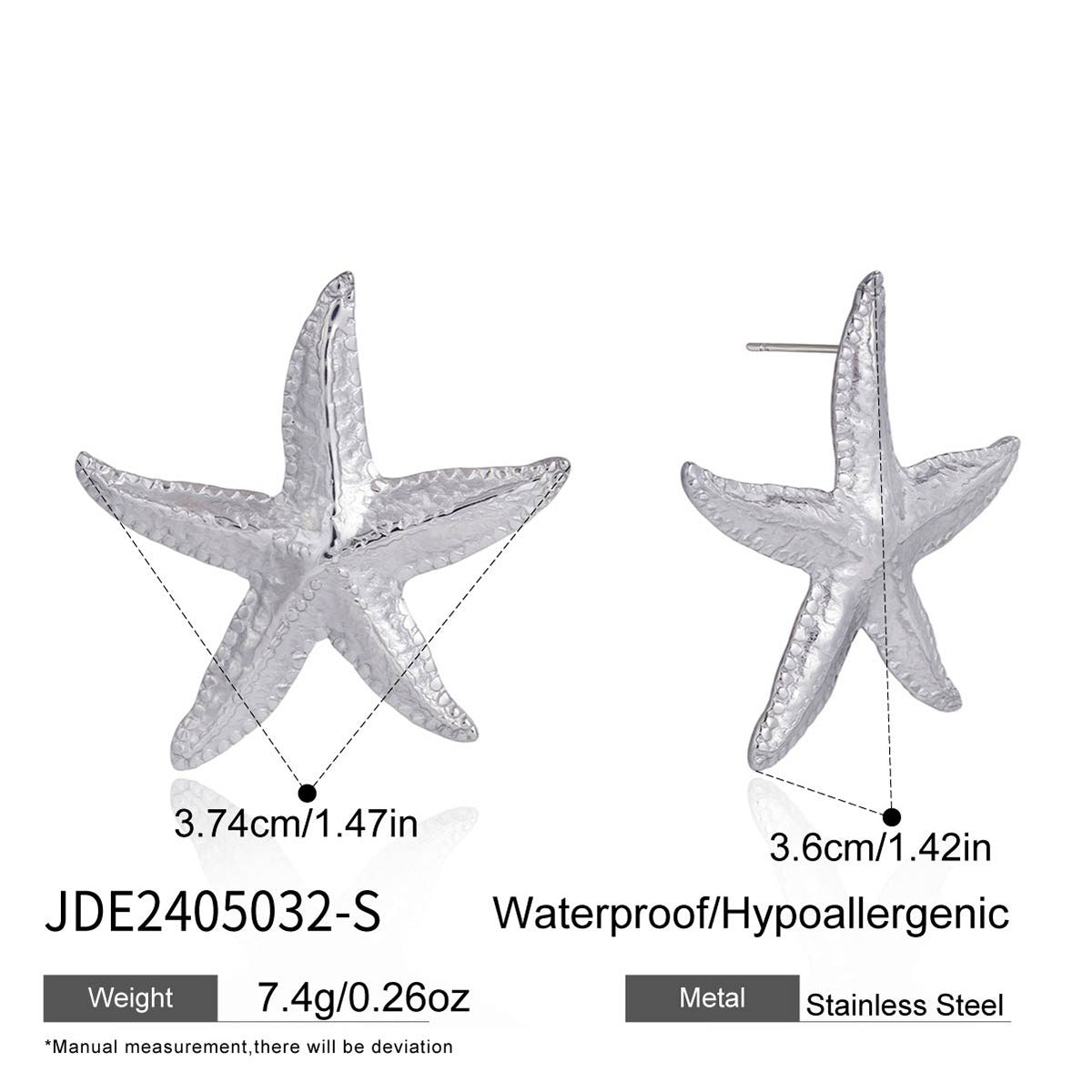 Minimalist Luxury Starfish Stainless Steel Earrings PVD Plated