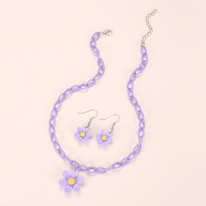 Set collana a forma di fiocco minimalista in acrilico per bambine con ciondolo in resina e catena di perline per bambini dai 3 ai 10 anni