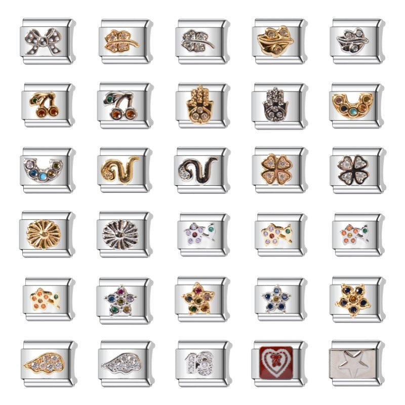 Personalized Stainless Steel Plated Clover Charm Bar Bracelet Unisex DIY Jewelry