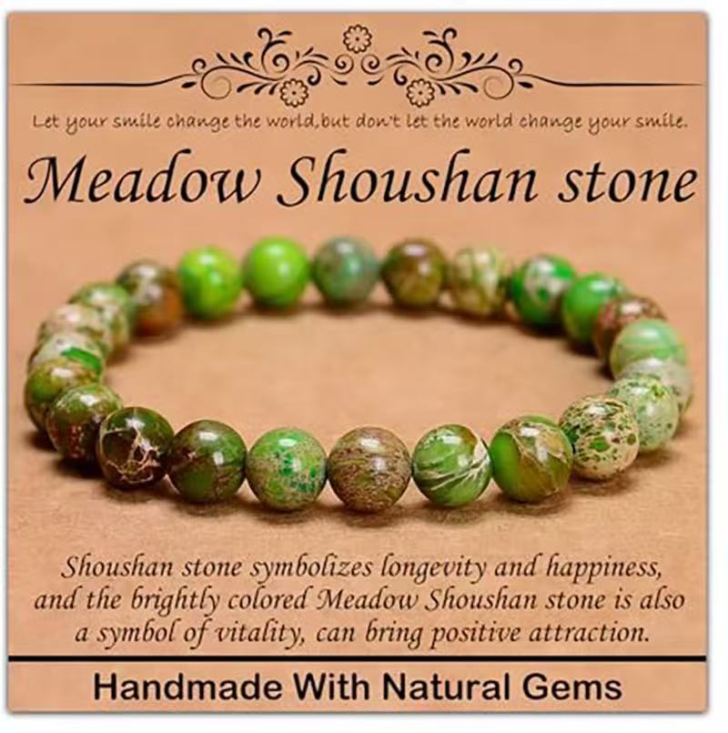 Minimalist Natural Stone Beaded Bracelet Unisex Geometric Round Handmade Jewelry Gift
