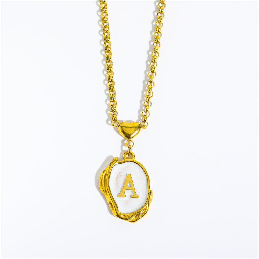 Collana Minimalista in Acciaio Inossidabile a Forma di Lettera con Placcatura in Oro 18K e Catena a O per Uomo e Donna