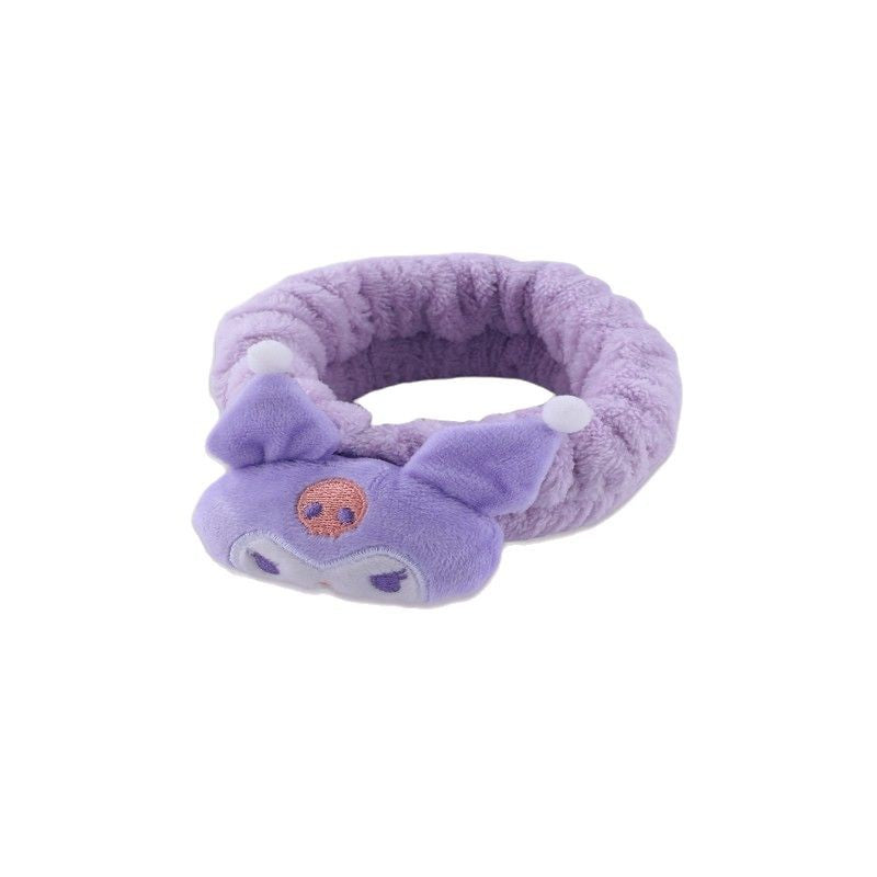 Diadema de personaje de dibujos animados de Kumomimi para niñas, con ribete de encaje bordado y confección de tela suave