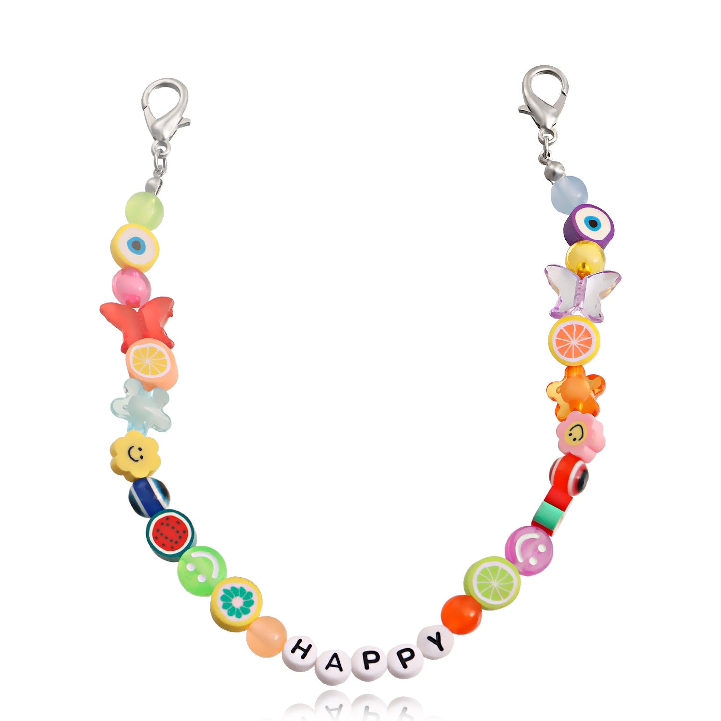 Geometric Alloy Anklet for Women with Soft Clay Fruit and Letter Design for Canvas Shoes Decoration